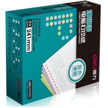 得力（deli）珊瑚海彩色电脑打印纸S241-3-1/3CS三联三等分80列(撕边 色序：白红黄 1000页/箱)